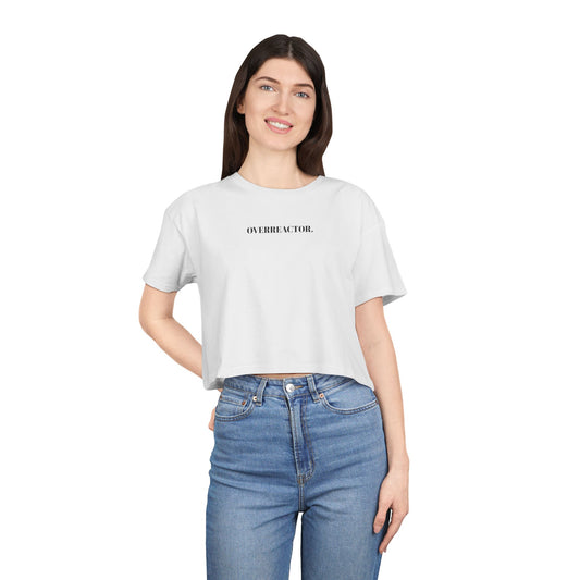 overreactor - women's crop tee in white