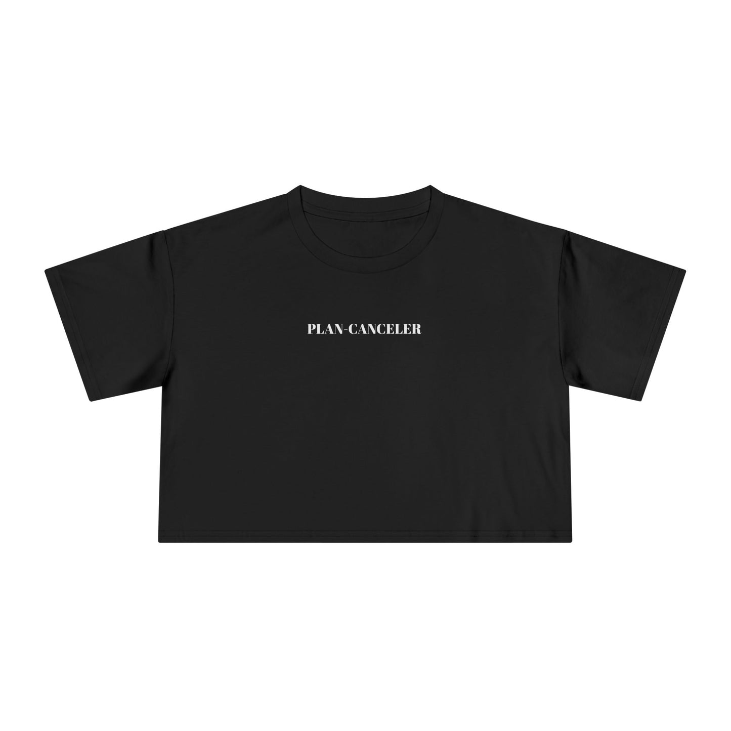 plan-canceler - women's crop tee in black