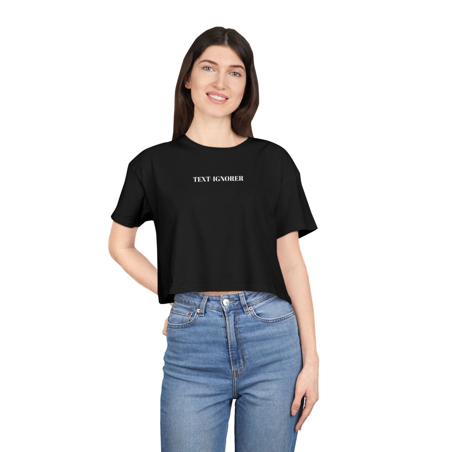 text-ignorer - women's crop tee in black