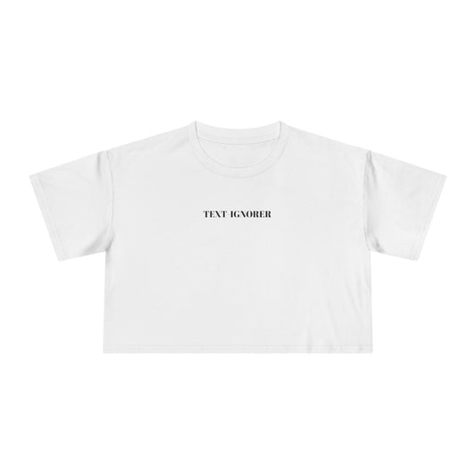text-ignorer - women's crop tee in white